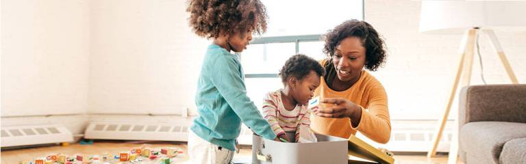 Mom playing with kids